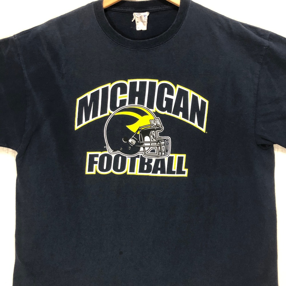 Michigan Football T Shirt Jerzees Mens XL Navy Blue Graphic Tee‎ NCAA Wolverines
